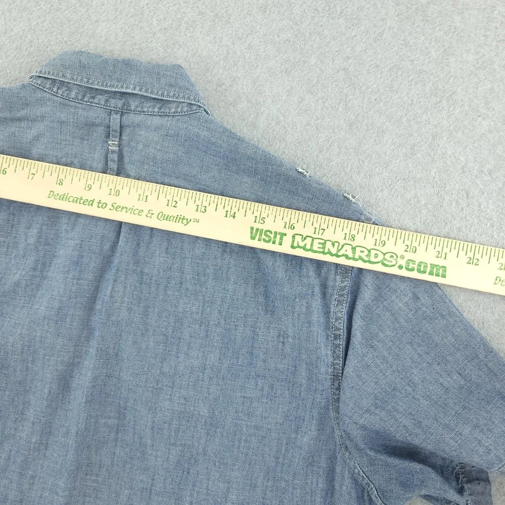 Banana Republic Shirt Mens L Blue Chambray Short Sleeve Button Up Soft Wash